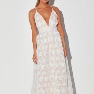 Lulu’s Ivywood White Lace Full Length Maxi Dress